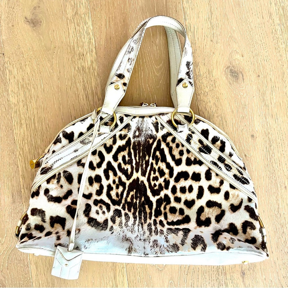 Saint Laurent Animal Print Satchel Handbag